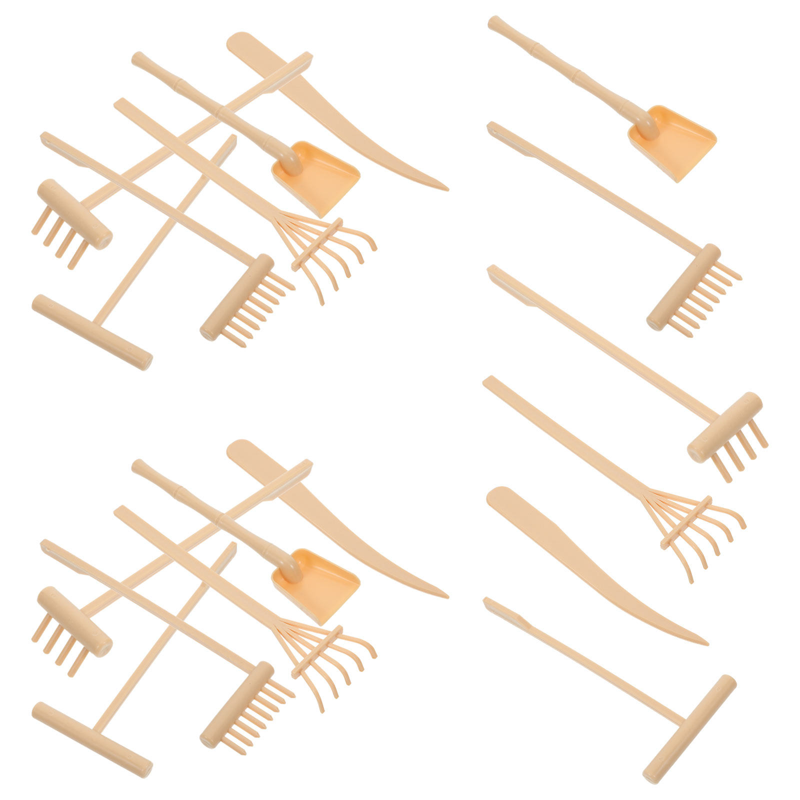 Gardening Tools Rake - 4-teiliges Mini-Zen-Garten-Sandrechen-Set, kleine Schale, Zubehör für