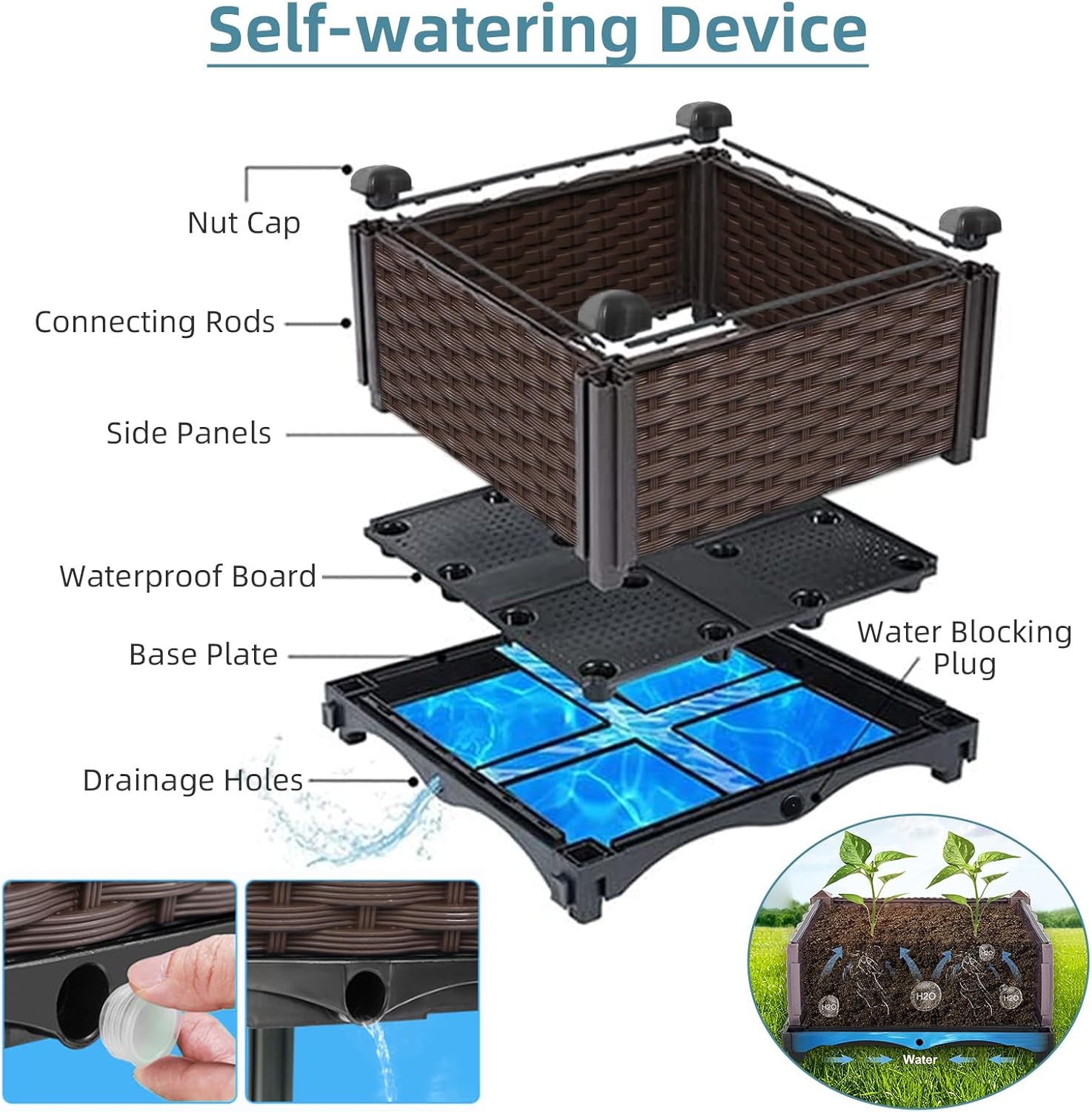 Outdoor-Garten-Rattan-Pflanzge – Self-Watering Planter Bewertung und Preis
